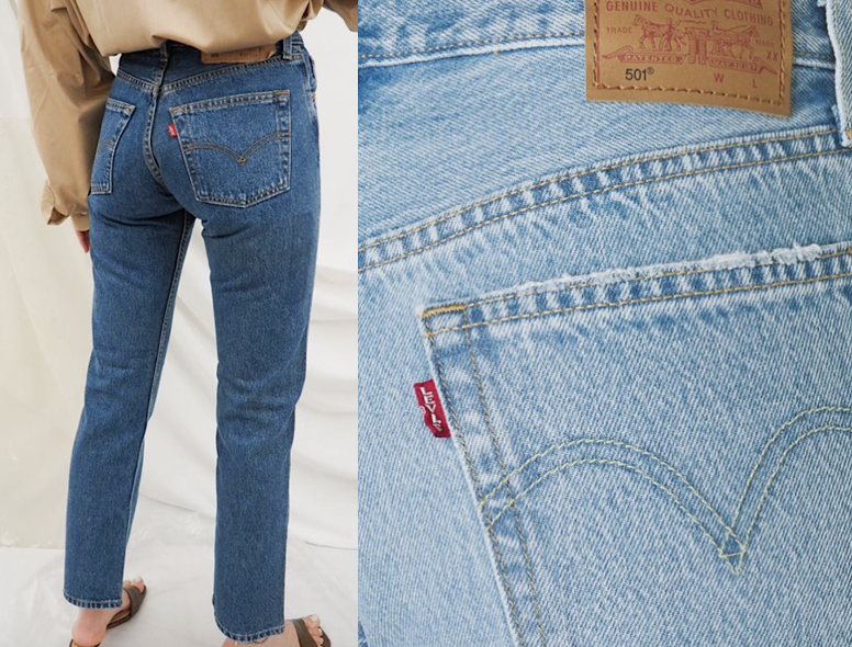 A pair of Levi's 501 jeans folded neatly