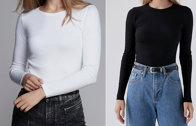 White and black basic tops neatly folded