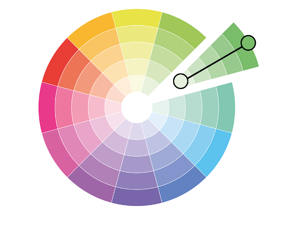 A diagram illustrating monochromatic color schemes