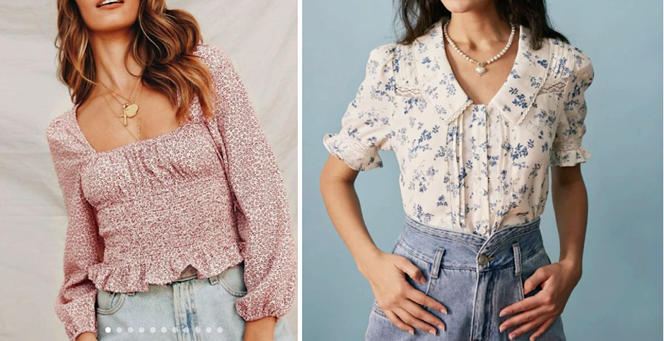 Personal selection of floral tops for the 3x3 wardrobe method