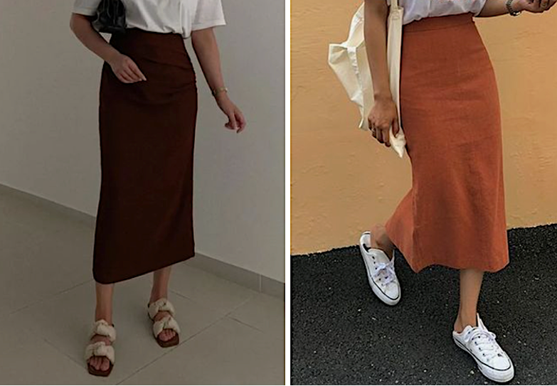 Personal selection of midi skirts for the 3x3 wardrobe method