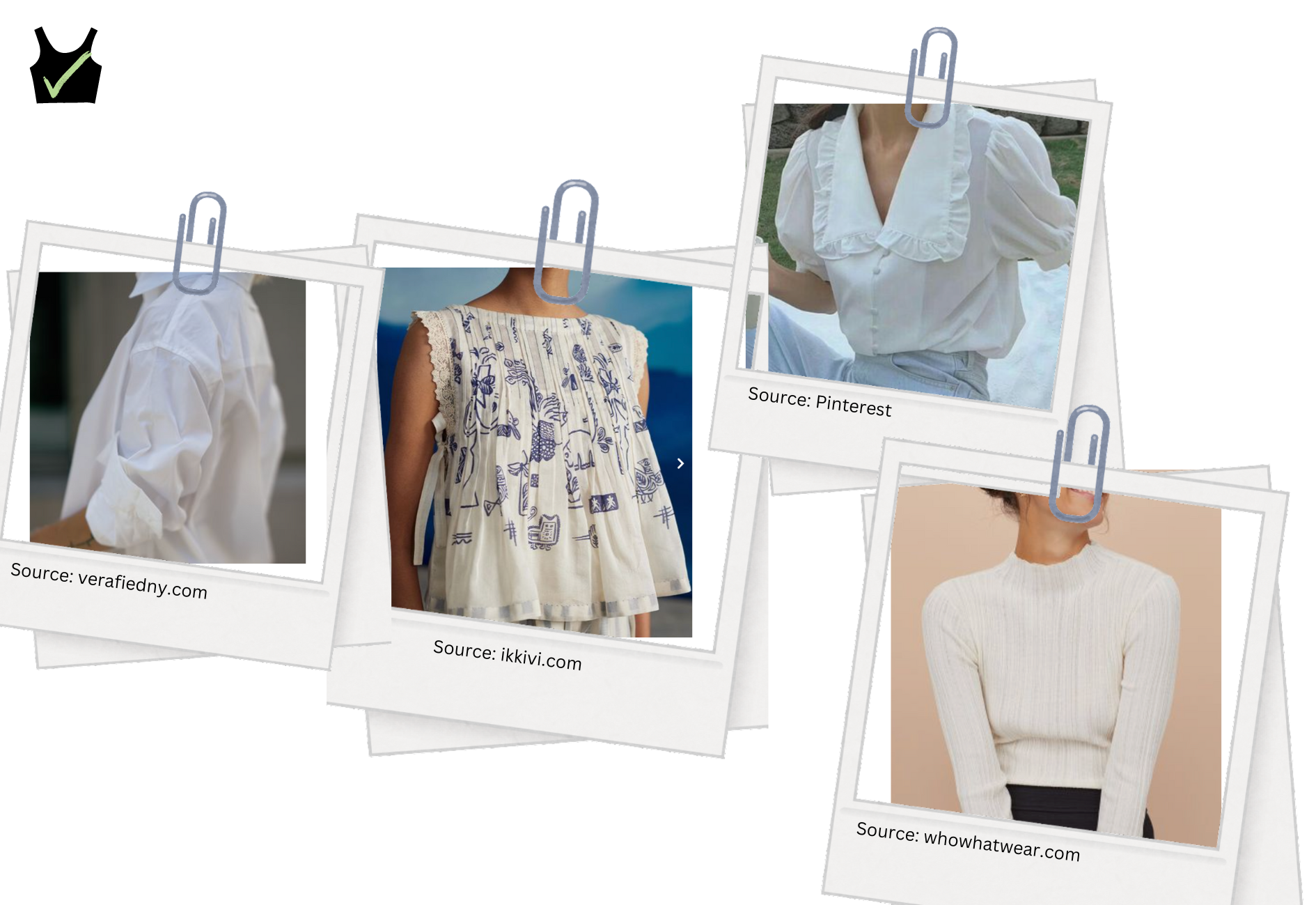 Selection of tops suitable for my body shape