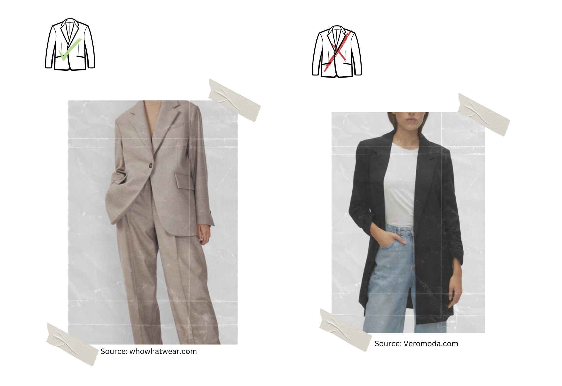 Blazer styles that suit and do not suit my body shape