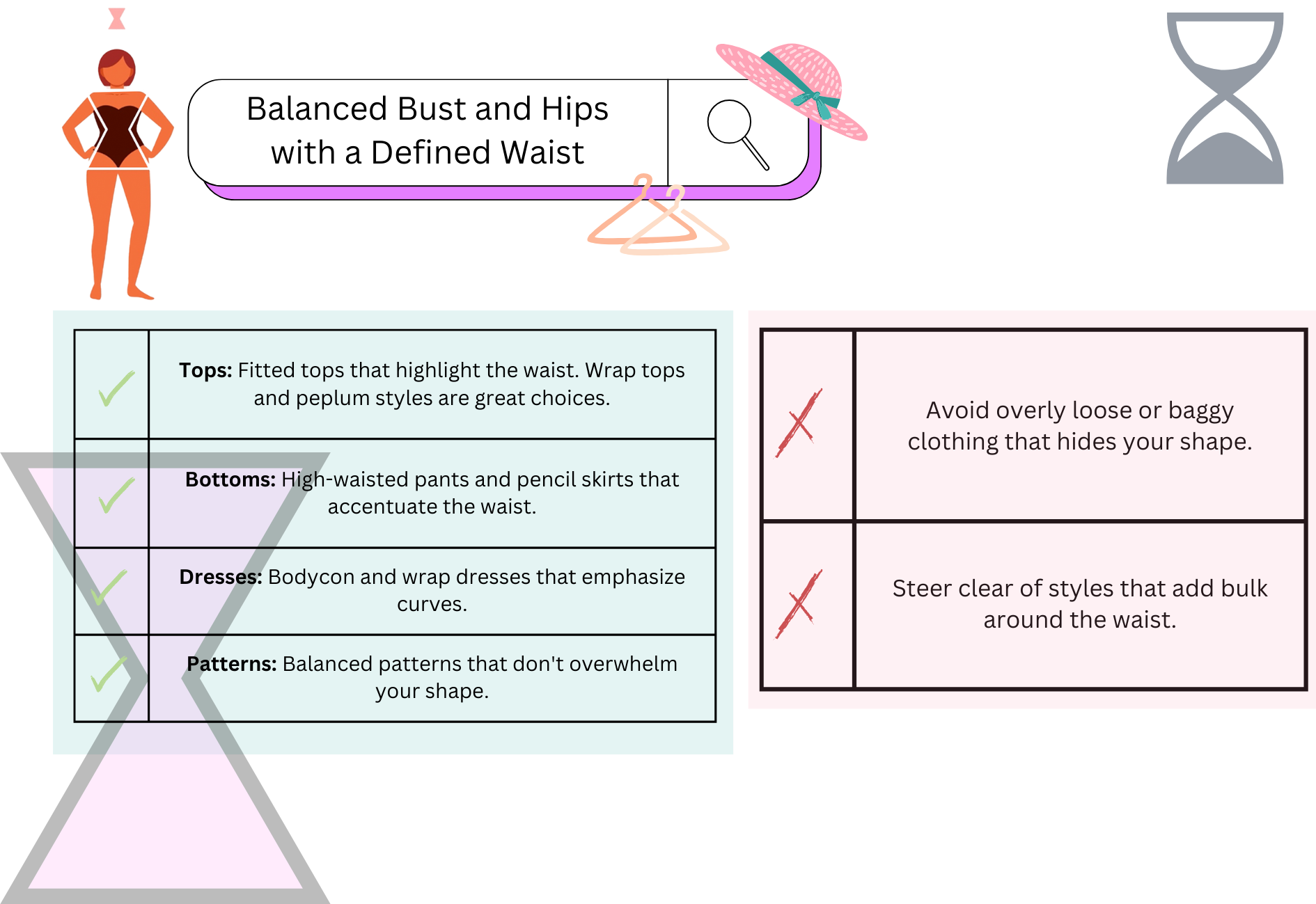 Style guide for hourglass body shape: what to wear and avoid