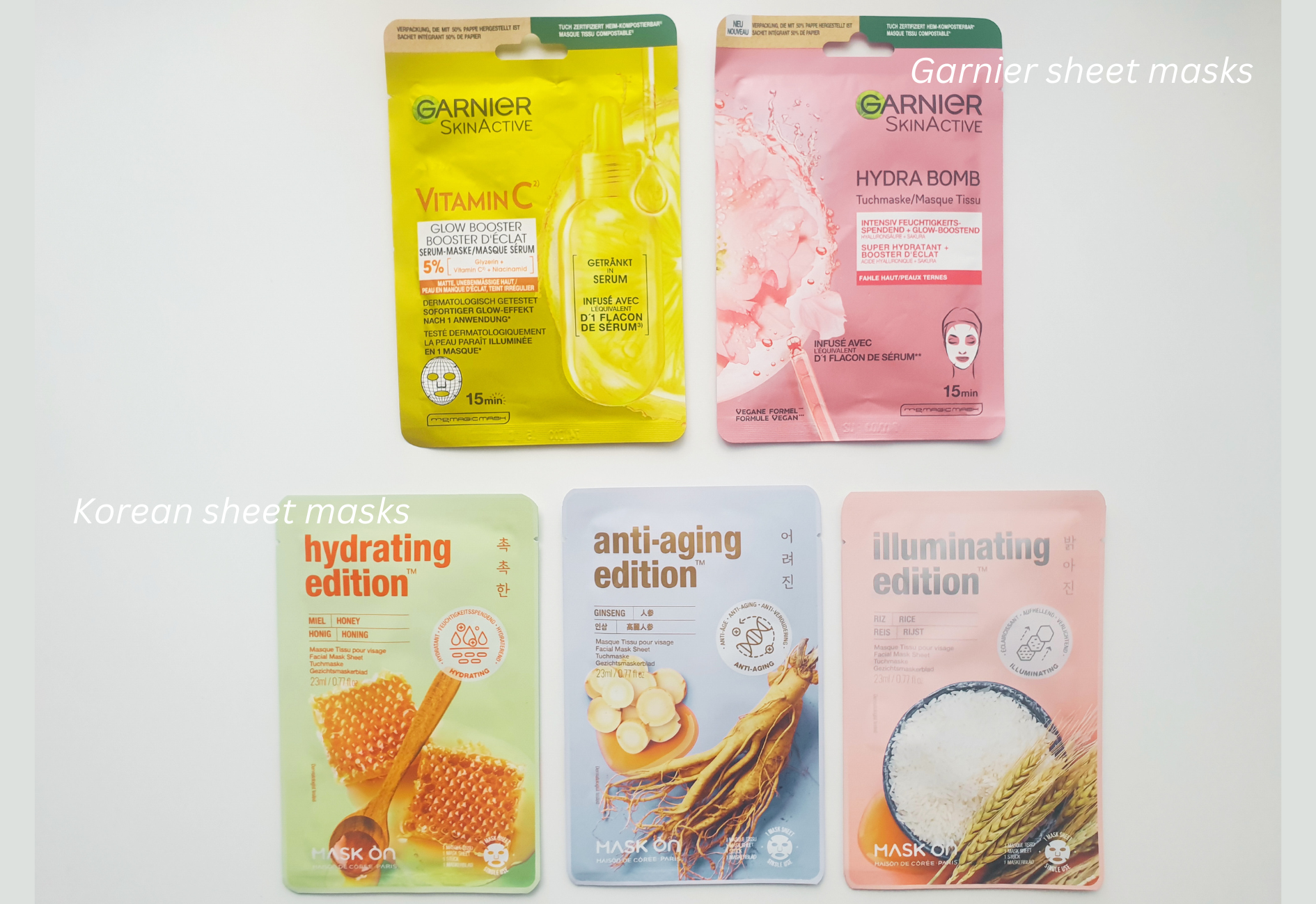 Sheet masks bought during my Düsseldorf haul