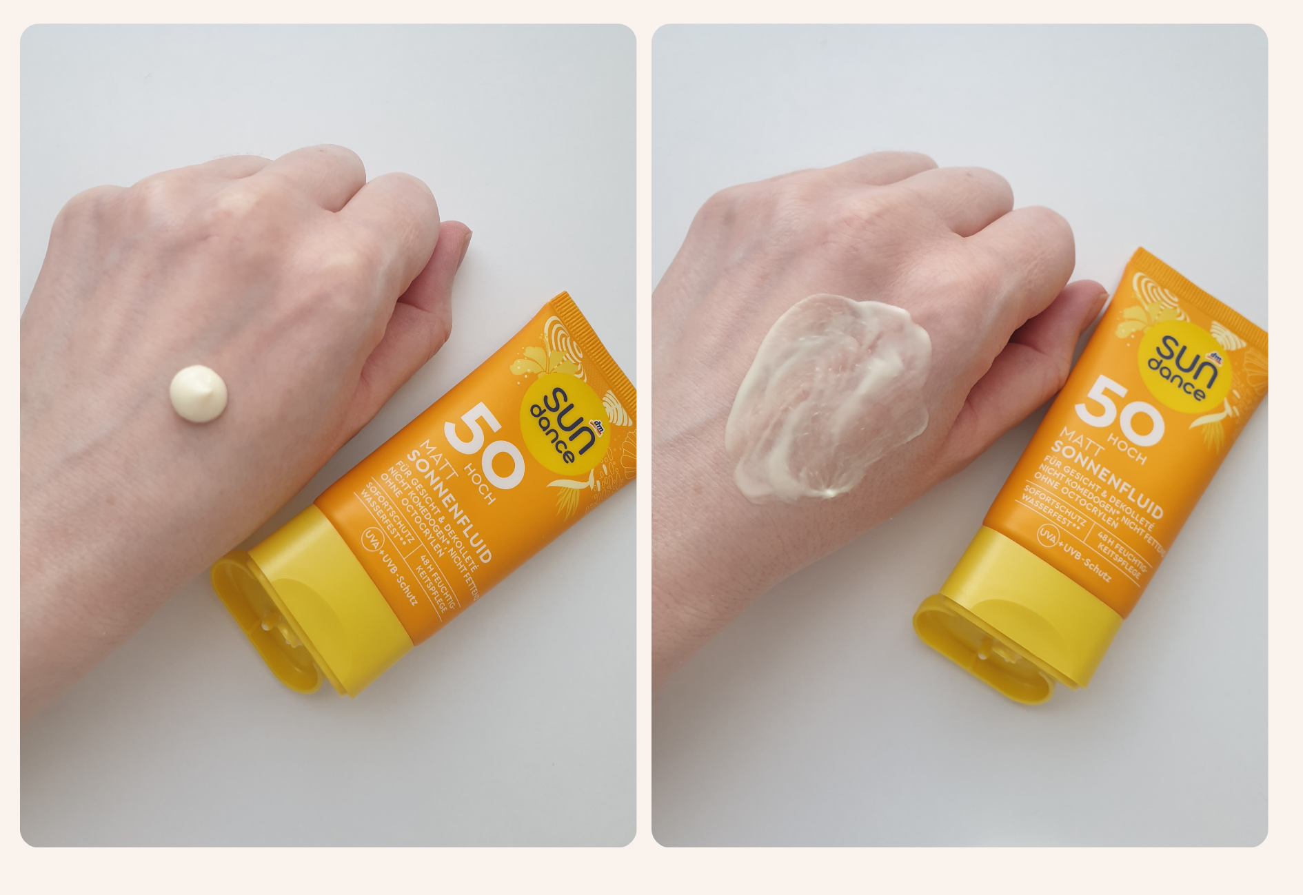 SUNdance 50 SPF sunscreen texture in ball and spread