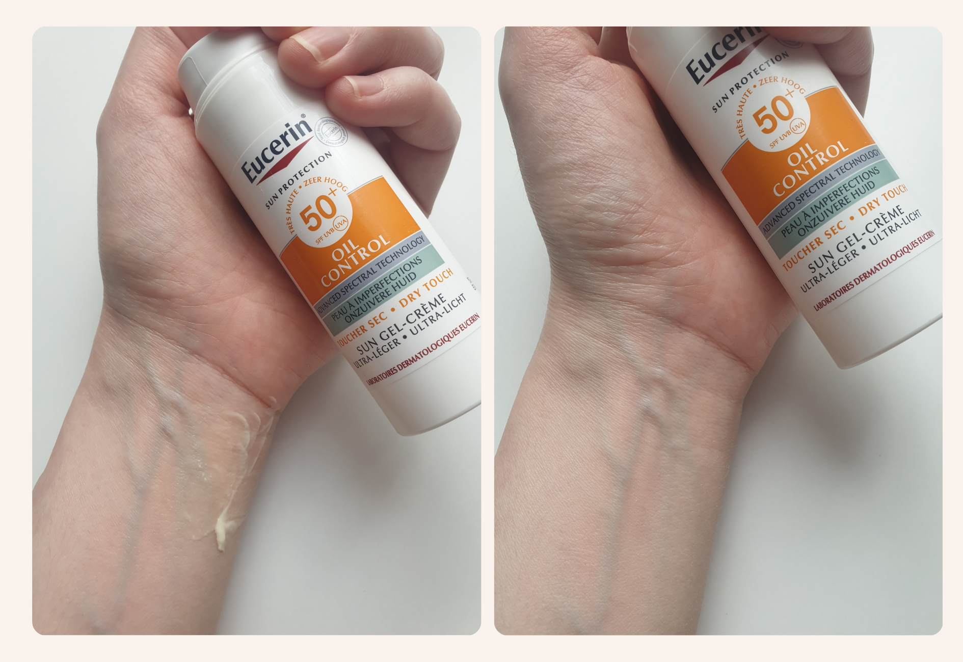 The Eucerin Oil Control in-picture, texture and appearence